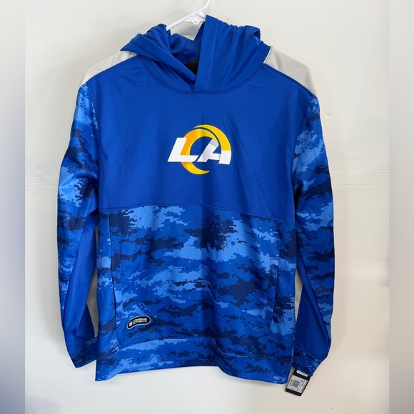 NWT NFL Los Angeles Rams Youth Blue Hoodie Sweatshirt Size Medium 10/12 - Picture 1 of 7
